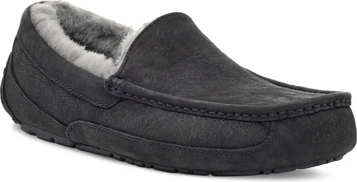 NEW UGG Mens Ascot Leather Slip On Slippers 1103889 - Black  display picture 2