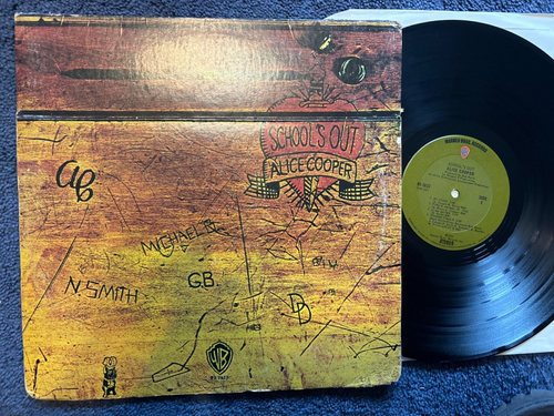 ALICE COOPER ORIGINAL GREEN LABEL DESK COVER VINYL LP SCHOOL’S OUT / VG+