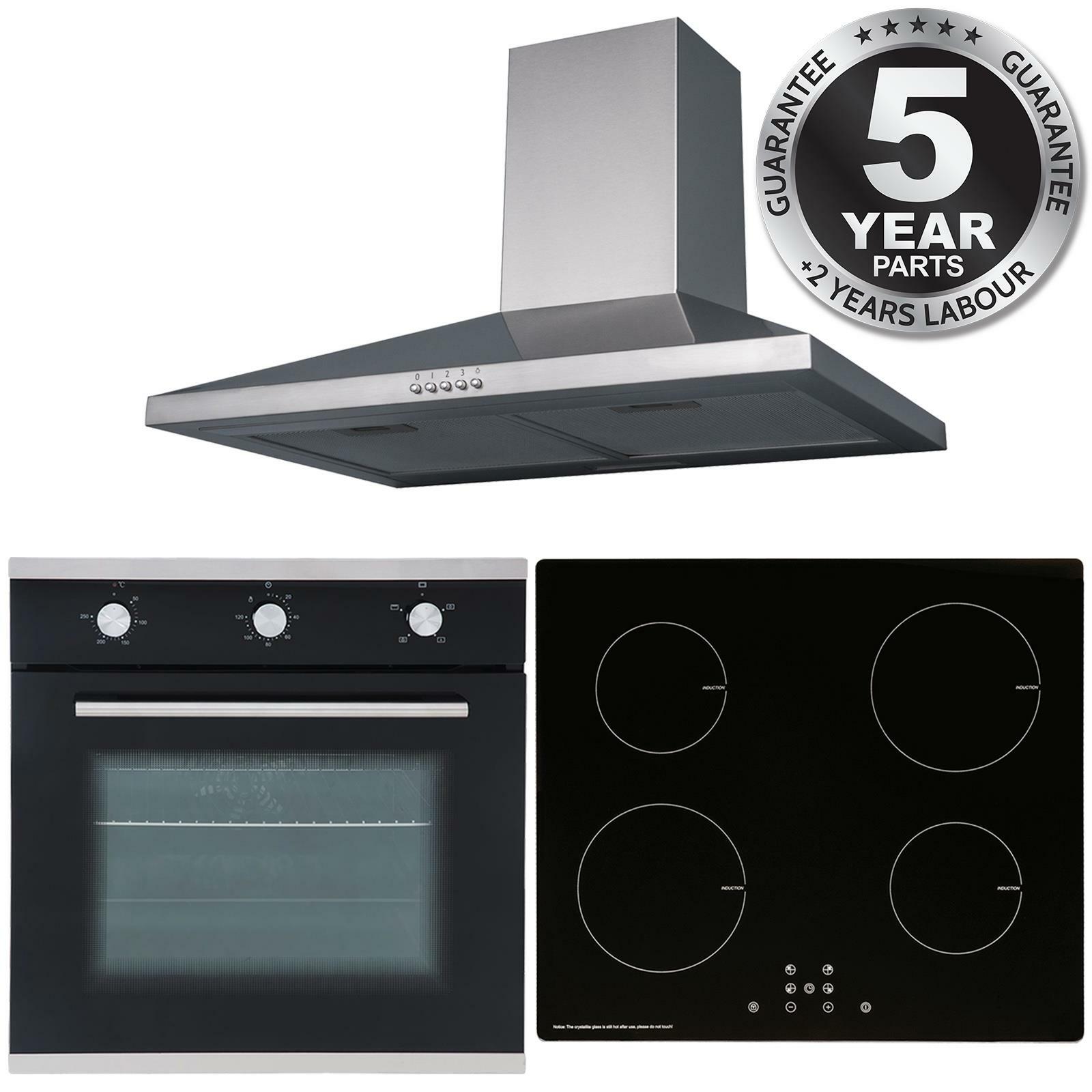 SIA 60cm Black Single Oven, 13 Amp Induction Hob And Stainless Steel