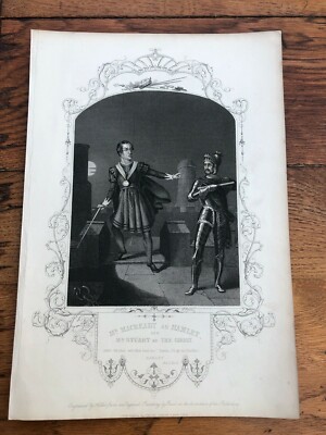 1880s print ( shakspere's works ) mr macready as hamlet & mr stuart as the ghost