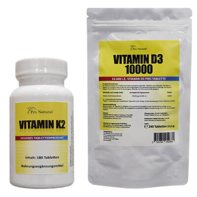 420 Tabletten Vitamin D3 10.000 I.E. + Vitamin K2 200mcg  MK7 Menachinon-7 IE IU