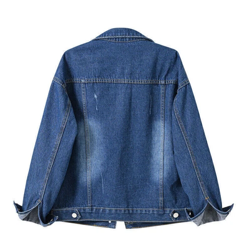 Womens Ladies Stretch Denim Jacket Soft Cotton Loose Plus Zise Stonewash Coat!@ - Picture 7 of 26