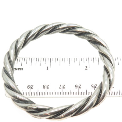 925 Sterling Silver Vintage Twisted Bangle Bracelet 7