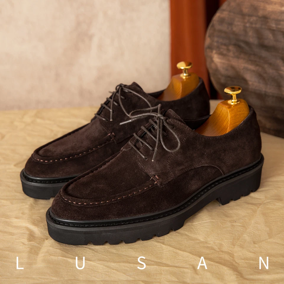 Japanese Mens Workwear Shoes Suede Casual Leather Outdoor Oxfords Lace Up Shoes - Image 3 of 4