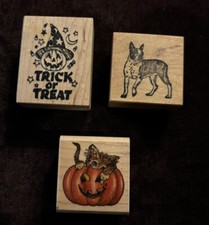 PSX ETC VTG Rubber Stamp Halloween Dog Lot of 3 9