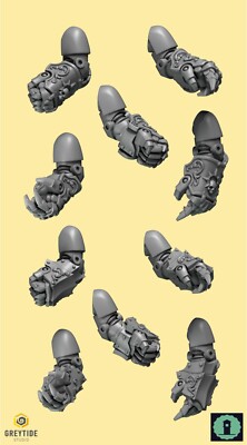Blood Angels Power Fists x 5 - MULTILISTING - Greytide Studio - Crimson Lords