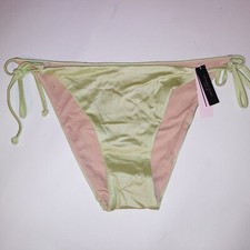 Victoria Secret Swim Bikini Bottom Large Light Green String Tie Shimmer QCZ