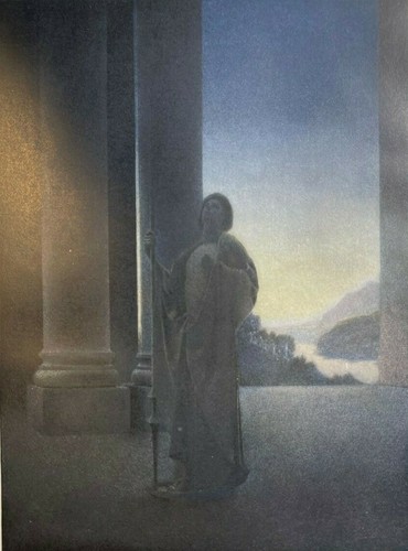 1904 Illustrazione d'epoca Maxfield Parrish La veglia alle armi