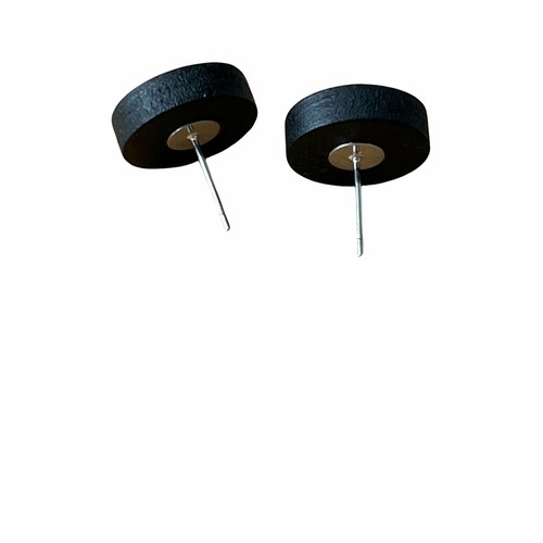 Natural Black Wood Green Glass Earrings Studs, Stainless Steel Earrings, Boho Ea - Picture 3 of 11