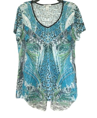 Elysee 26 Paris New York Milano Women Top Size L Sheer Fairy Art To Wear Boho