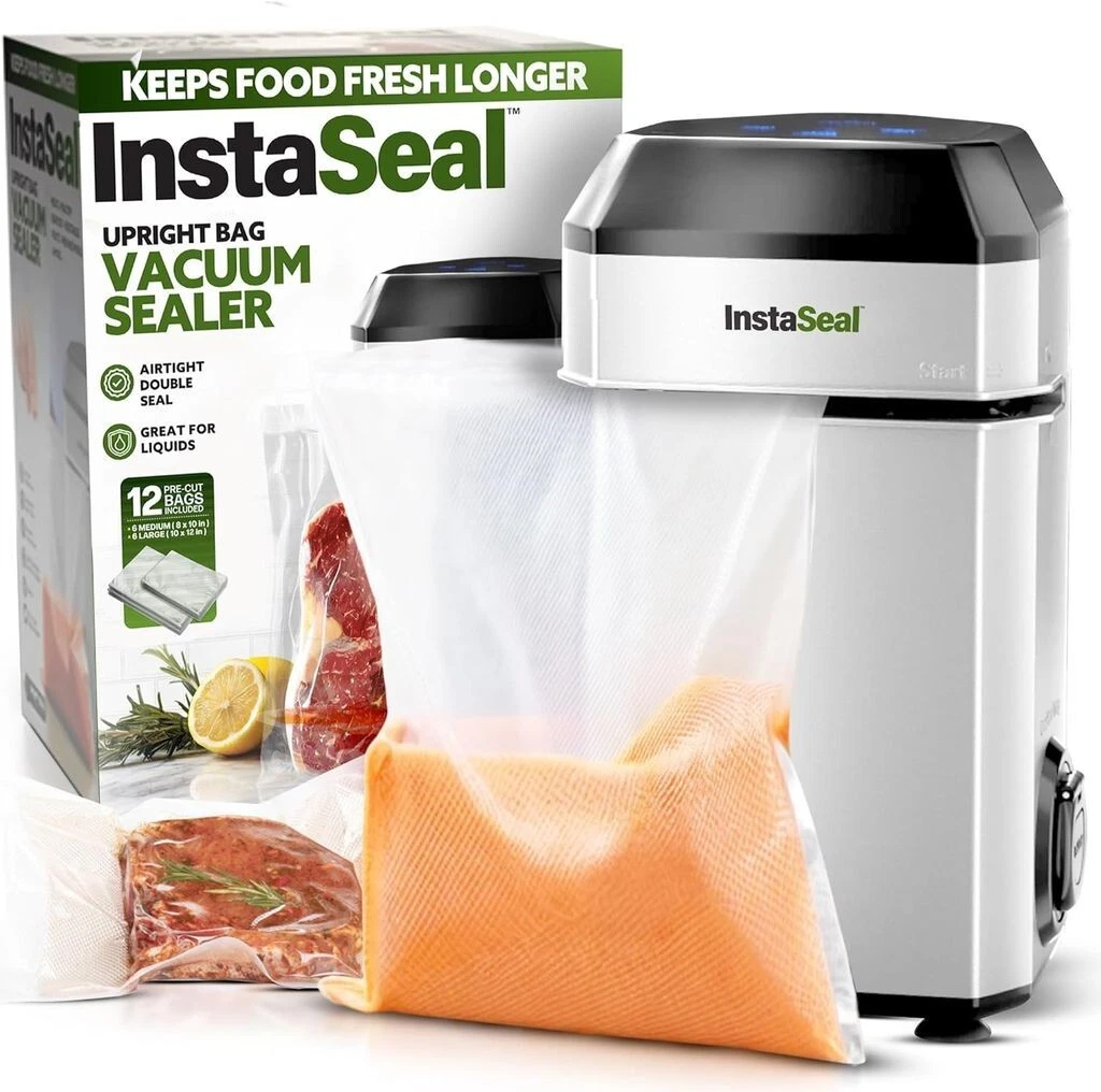 InstaSeal Airtight Double Seal Compact Upright Bag Food Vacuum Sealer w/ 12 Bags
Opens in a new wind
