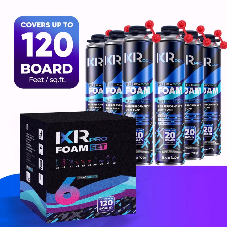 Kit de aislamiento de espuma en aerosol (kit de 6 paquetes - 25,4 oz) sellador de espuma expansible Foto 4 de 4