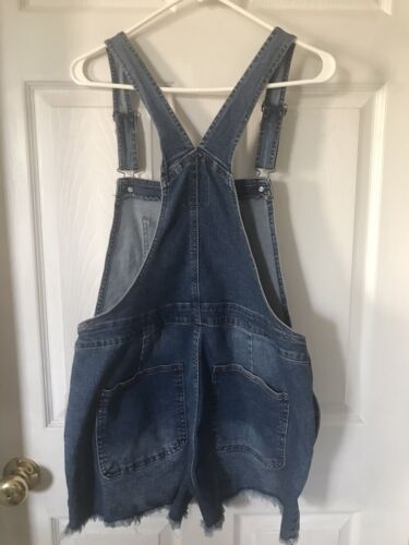 Womens Ladies Jrs NWT NoBo Denim Overall Shorts Sz L (11-13) - Picture 2 of 2