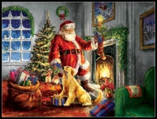 Helping Santa - DIY Chart Counted Cross Stitch Patterns Needlework 14 ct DMC    