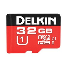 Delkin 32GB microSDHC 500X UHSI U1 MEMORY CARD W ADAPTER FAST