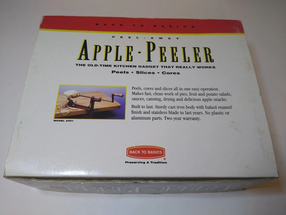 BACK TO BASICS Peel Away Apple Peeler Model A501 Clamp On Open Box Complete  - Image 2 of 4