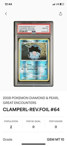 PSA 10 GEM MINT - Clamperl 64/106 Reverse Holo - Grandi Incontri Pokemon POP 2 - Foto 7 di 10