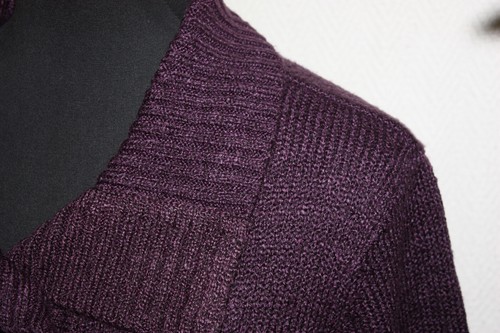 Karen Scott Sz L Plum Purple Heavy Acrylic Buttoned Cardigan w/ Pockets - Picture 5 of 6