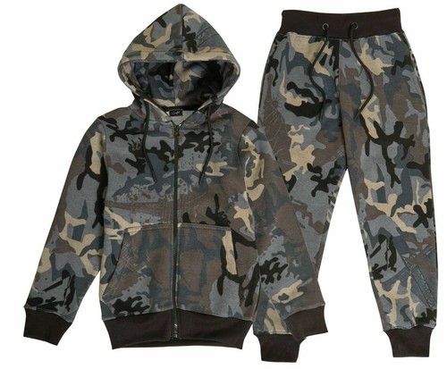 Kinder Jungen Camouflage Trainingsanzug Kapuze oben unten Reißverschluss Track Hoodie Jogginganzug 5-14 - Bild 17 von 25