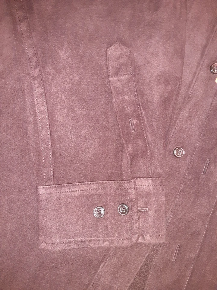 Camisa Marc Edwards Borgoña/Marate Poliéster Gamuza Manga Larga Abotonada Talla XL Foto 4 de 4