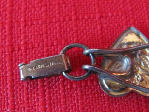 Vintage U.S. ARMY Sterling Bracelet Sweetheart Enamel Hearts w Roses~Bliss Bros - Picture 3 of 4