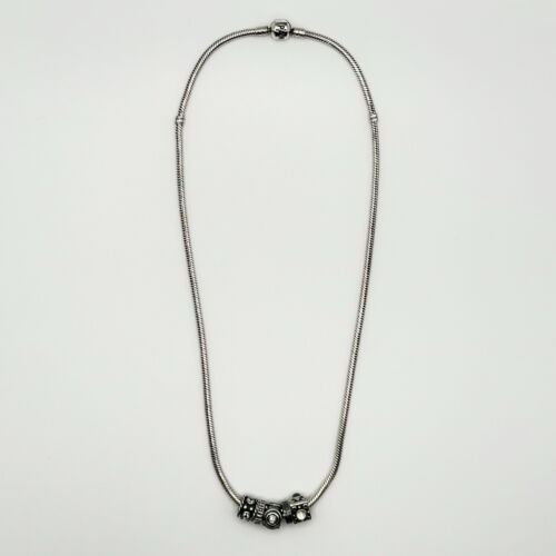 "Collar Pandora Cadena Cable Con 5 Dijes Auténtico 18"" Piedra Lunar Oxidada" - Imagen 3 de 6