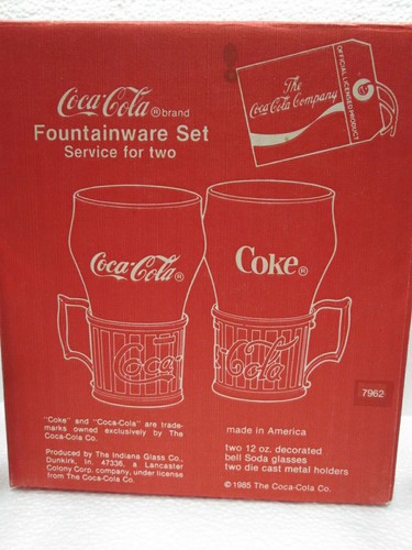 VINTAGE 1985 COCA~COLA FOUNTAINWARE SET SERVICE FOR TWO MADE IN USA - Picture 7 of 11