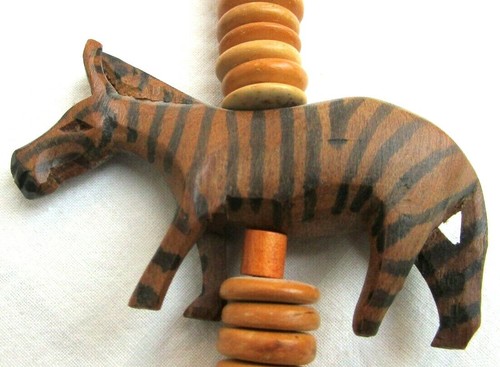 Vintage..Holz..Safari..Tier..Halskette..Giraffe Zebra Löwe - Bild 2 von 4