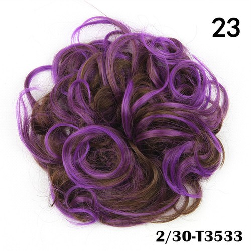 Human Hair Extensions Curly Messy Bun Hair Piece Scrunchie Cover Hair Real - Picture 33 of 46