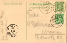 Switzerland 5c William Tell on 5c William Tell Postal Card 1908 St. Imer to Brem