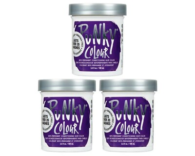 PUNKY COLOUR Semi Permanent Conditioning Color Plum 3.5 oz 3 Bottles Combo