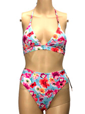VICTORIAS SECRET SWIM SUIT SET BIKINI TOP XS BIKINI BOTTOM SMALL FLORAL NWT