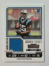 2023 Panini Contenders Rookie Ticket Swatches Jonathan Mingo #TS19V Variation RC
