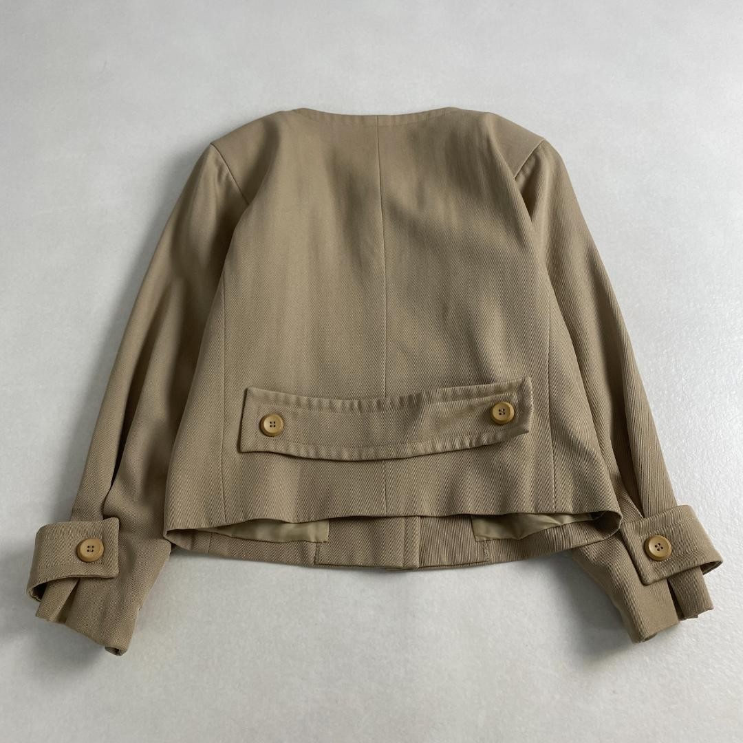 w3037 Set completo Yves Saint Laurent senza colletto vintage beige lana taglia 9