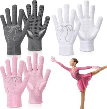 3 Pairs Ice Figure Skating Gloves Winter Ice Skating Accessories with Bow