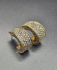 Joan Rivers Pave Rhinestone Gold Tone Hoop Earrings