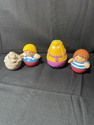 Fisher-Price Barbapapa Weeble Wobble Roly-Poly Figures Lot of 4 Vintage 1970