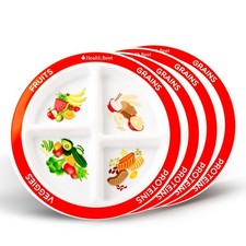 MyPlate Portion Control Plate   4 Divided Sections for Fruit Grains Veggies P...