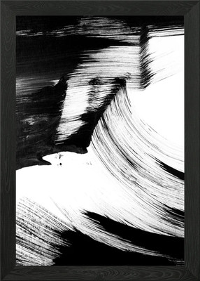 Schwarze Pinselstriche Nr521 gerahmtes Wandbild Poster Leinwanddruck Bild