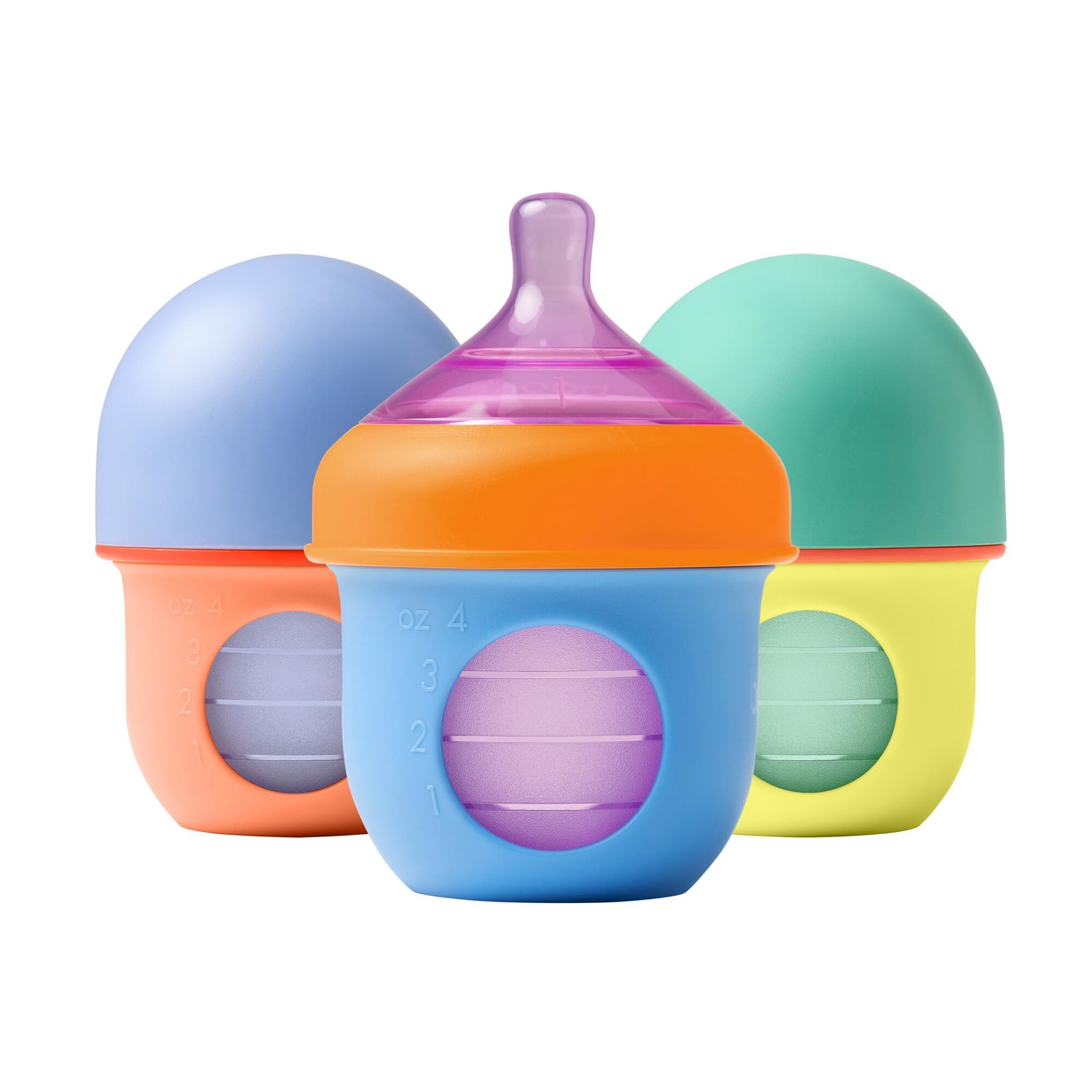 Boon Nursh Reusable Silicone Pouch Baby 3 Count (Pack of 1), Color Block