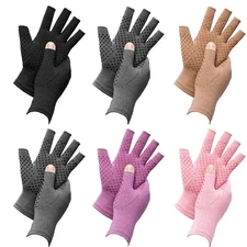 6 Pairs Arthritis Compression Gloves for Women Men Fingerless Hand Compressio...