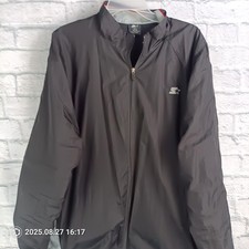 Starter Jacket Mens XL Black Red Gray Full Zip Windbreaker Lightweight Pockets