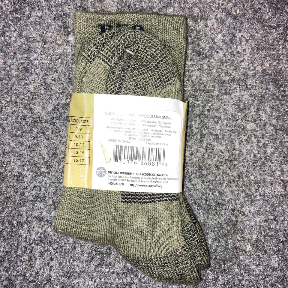 Boy Scout Official Uniform Cool Max Size Small Army Green Crew Socks NEW - Image 3 of 4