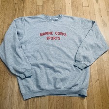 USMC Adidas Sweatshirt Mens XL Marine Corps Sports Heather Gray Running Workout