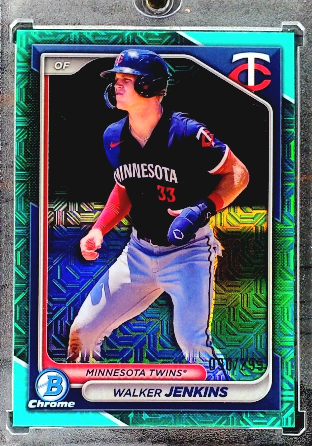 #/299 Walker Jenkins PROSPECTS 2024 Bowman Chrome Aqua Mojo REFRACTOR  (NM)