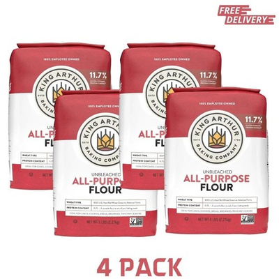 #ad King Arthur All Purpose Flour Unbleached 5 LB 4 Bags $14.59