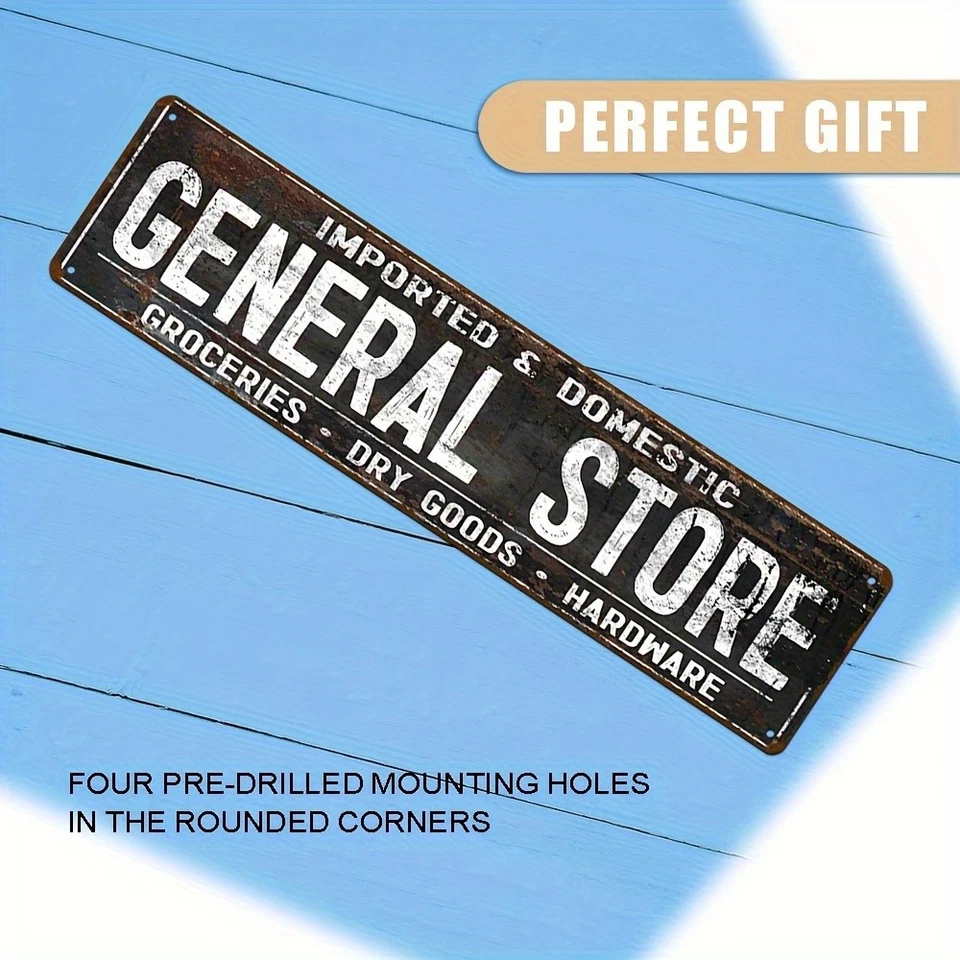 Vintage Grocery Store Metal Tin Sign Rustic Art Deco Wall Art Garage Home Decor - Image 4 of 4