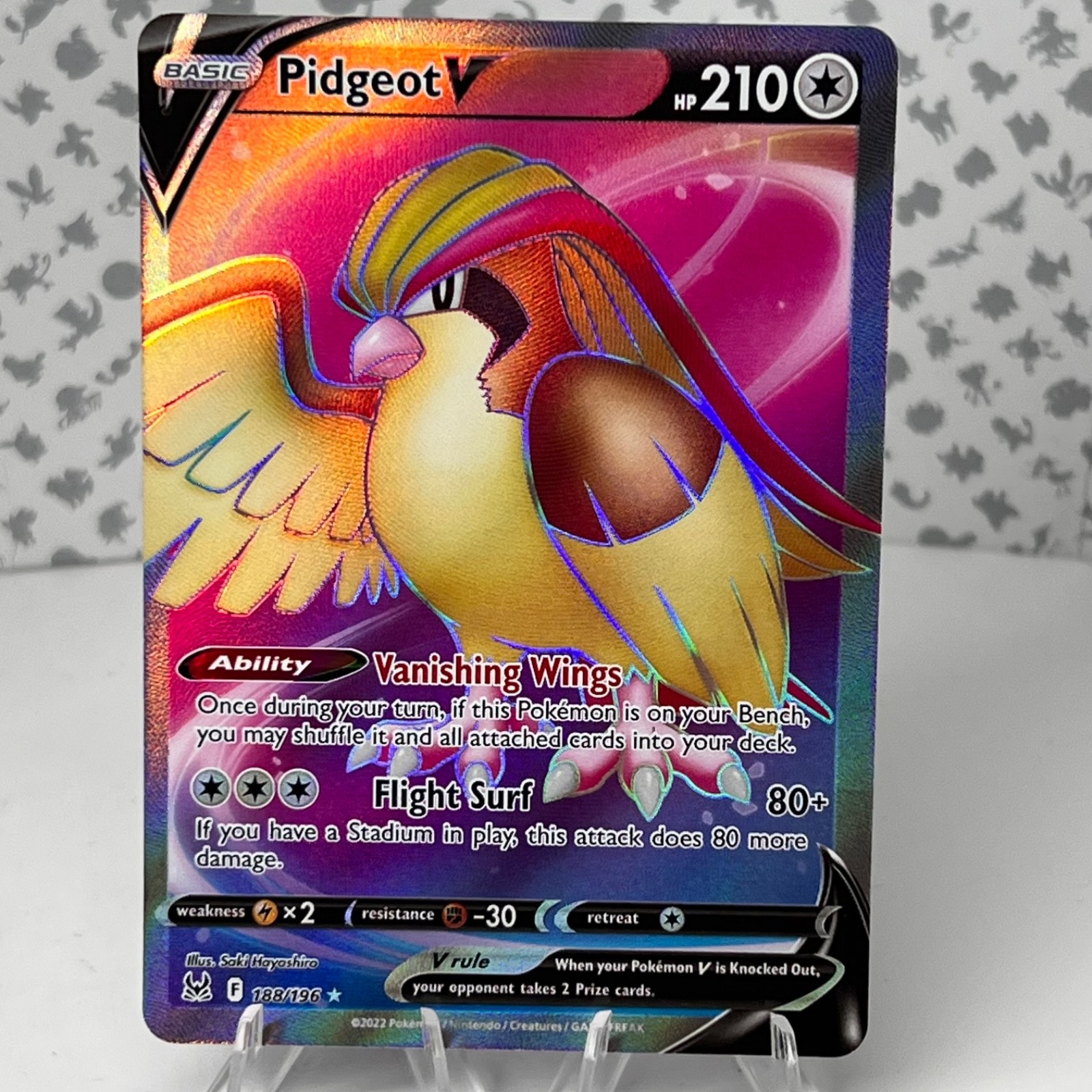 Pidgeot V (Full Art) 188/196 Swsh11: Lost Origin Holo NM