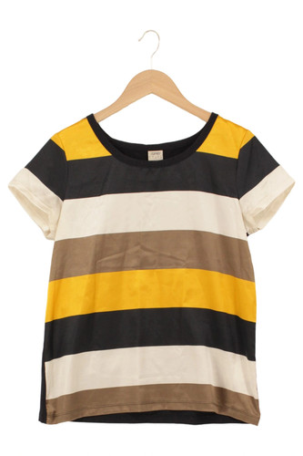 ESPRIT Camicetta Donna Gialla a Righe Casual in Cotone (IT 44, EU 40)