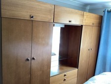 Avalon  1970t  Teak Mirrored Double Wardrobe With Draws Good Condition